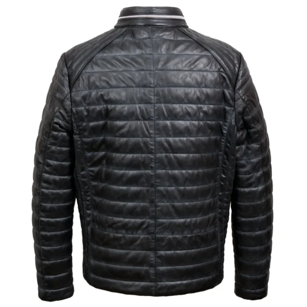 Roman Men's Grey Puffer Leather Jacket - Image 2