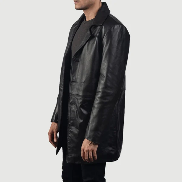 Classmith Black Leather Coat - Image 5
