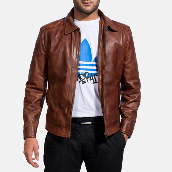 Inferno Brown Leather Jacket - Image 3