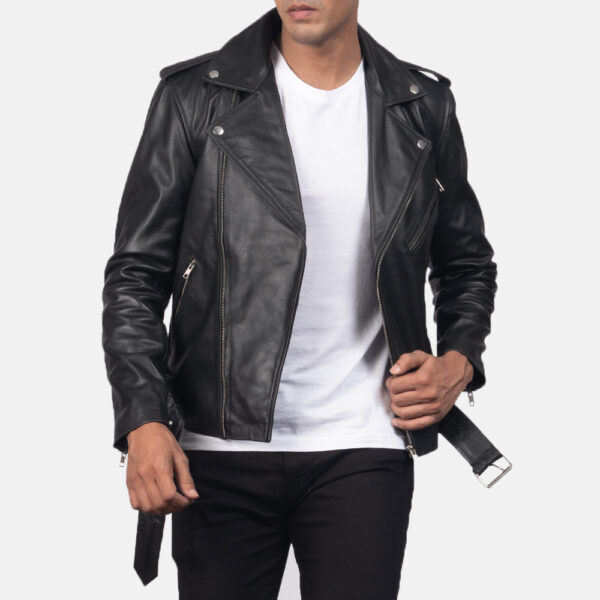 Allaric Alley Black Leather Biker Jacket - Image 2