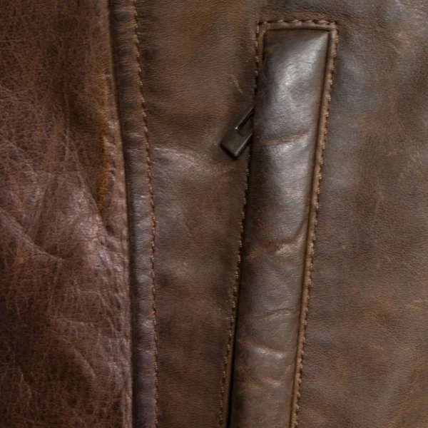 Budd: Men's Brown Leather Jacket - Image 7