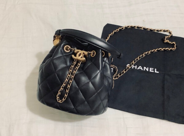Chanel Classic Bucket Bag Gold Hardware 20cm Black