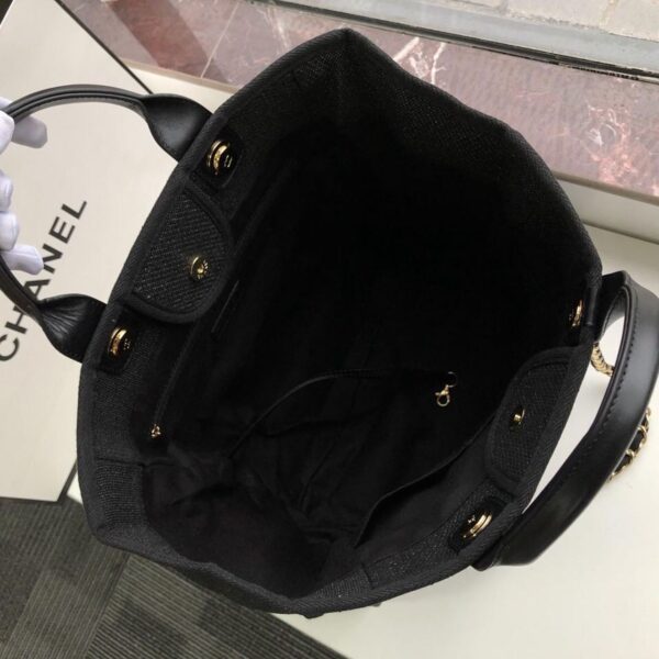 Chanel Deauville Tote 38cm Raffia Canvas Bag Fall/Winter Collection Black/Grey - Image 7