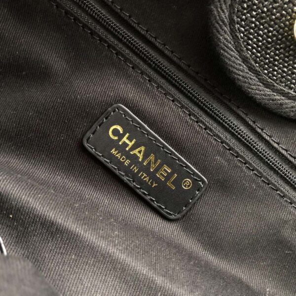 Chanel Deauville Tote 38cm Raffia Canvas Bag Fall/Winter Collection Black/Grey - Image 9
