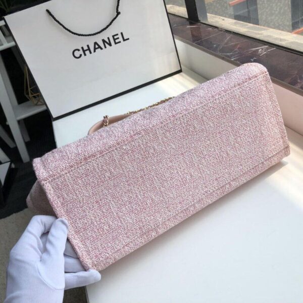 Chanel Deauville Tote 38cm Raffia Canvas Bag Fall/Winter Collection Dusty Pink/White - Image 9