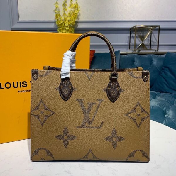 Louis Vuitton OnTheGo Bag 34cm Monogram Giant/Monogram Reverse Canvas Spring/Summer Collection M44577, Brown/Tan - Image 4