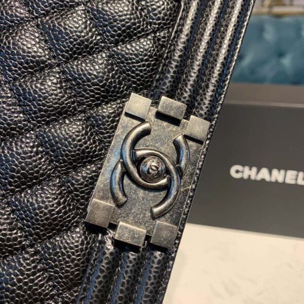 Chanel Quilted Boy Bag 20cm Caviar Leather Antique Silver Hardware Fall/Winter Act 1 Collection Black - Image 7