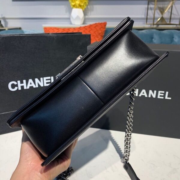 Chanel Quilted Boy Bag 25cm Lambskin Leather Antique Silver Hardware Fall/Winter Act 1 Collection Black - Image 8