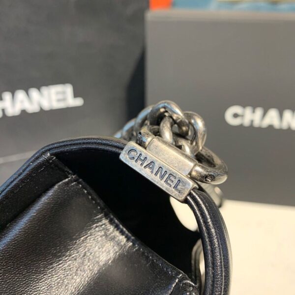 Chanel Quilted Boy Bag 25cm Lambskin Leather Antique Silver Hardware Fall/Winter Act 1 Collection Black - Image 7
