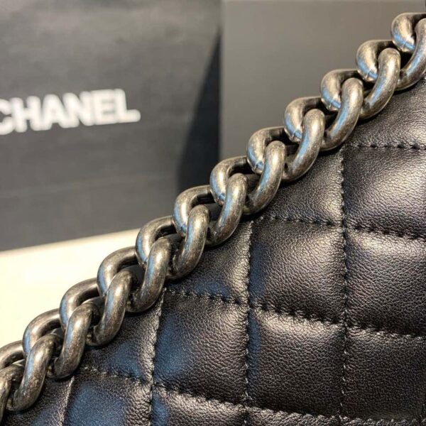 Chanel Quilted Boy Bag 25cm Lambskin Leather Antique Silver Hardware Fall/Winter Act 1 Collection Black - Image 10