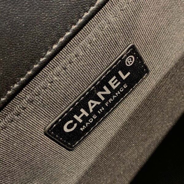Chanel Quilted Boy Bag 25cm Lambskin Leather Antique Silver Hardware Fall/Winter Act 1 Collection Black - Image 14