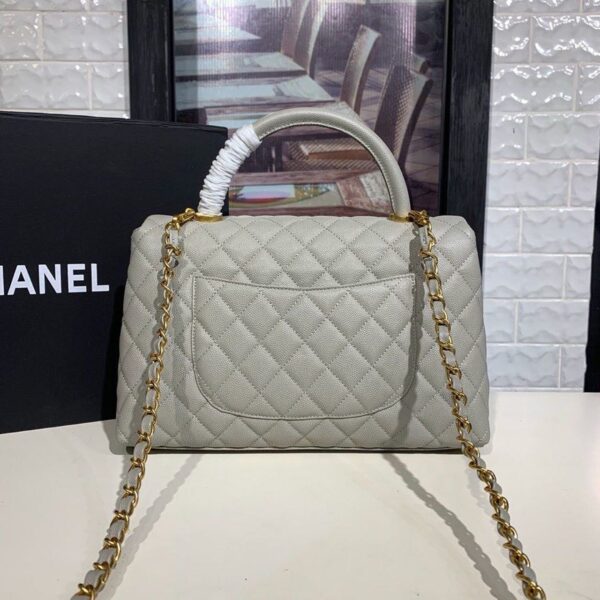 Chanel Coco Handle Quilted Bag 30cm Caviar Leather Gold Hardware Spring/Summer Act 1 Collection, Grey - Image 4