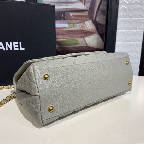 Chanel Coco Handle Quilted Bag 30cm Caviar Leather Gold Hardware Spring/Summer Act 1 Collection, Grey - Image 3