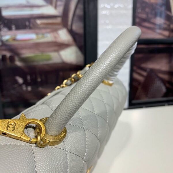 Chanel Coco Handle Quilted Bag 30cm Caviar Leather Gold Hardware Spring/Summer Act 1 Collection, Grey - Image 9