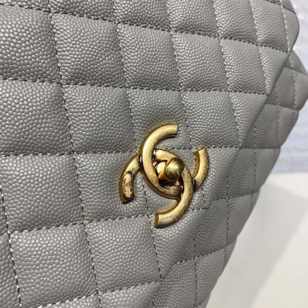 Chanel Coco Handle Quilted Bag 30cm Caviar Leather Gold Hardware Spring/Summer Act 1 Collection, Grey - Image 7