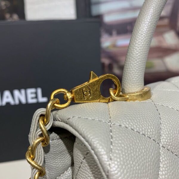 Chanel Coco Handle Quilted Bag 30cm Caviar Leather Gold Hardware Spring/Summer Act 1 Collection, Grey - Image 6