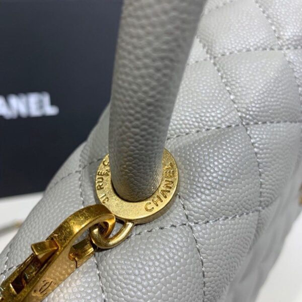 Chanel Coco Handle Quilted Bag 30cm Caviar Leather Gold Hardware Spring/Summer Act 1 Collection, Grey - Image 13