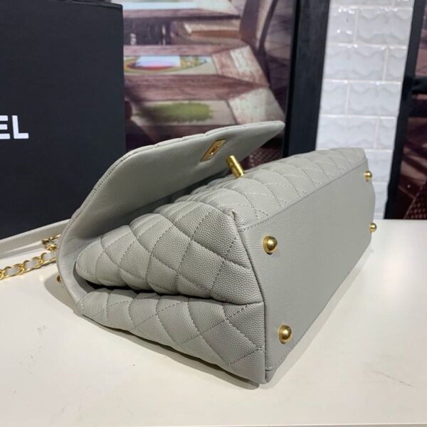 Chanel Coco Handle Quilted Bag 30cm Caviar Leather Gold Hardware Spring/Summer Act 1 Collection, Grey - Image 15