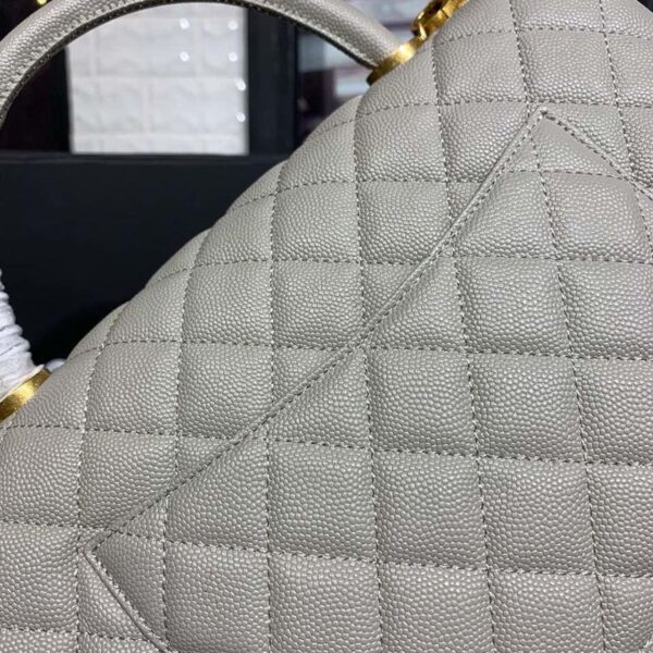 Chanel Coco Handle Quilted Bag 30cm Caviar Leather Gold Hardware Spring/Summer Act 1 Collection, Grey - Image 16
