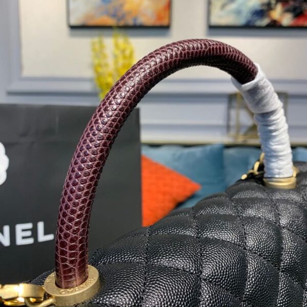 Chanel Coco Handle Quilted Lizard Handle Bag 30cm Caviar Leather Gold Hardware Spring/Summer Act 1 Collection, Black - Image 14