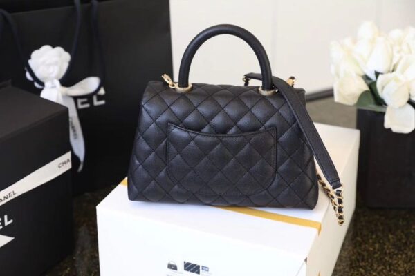 Chanel Coco Handle Quilted Lizard Handle Bag 24cm Caviar Leather Gold Hardware Spring/Summer Act 1 Collection, Black/Red - Image 9