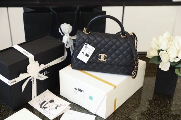 Chanel Coco Handle Quilted Bag 30cm Caviar Leather Gold Hardware Spring/Summer Act 1 Collection, Black/Red - Image 3