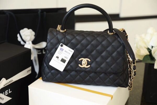 Chanel Coco Handle Quilted Bag 30cm Caviar Leather Gold Hardware Spring/Summer Act 1 Collection, Black/Red - Image 2
