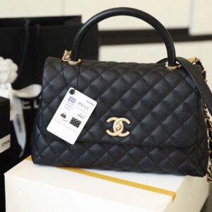 Chanel Coco Handle Quilted Bag 30cm Caviar Leather Gold Hardware Spring/Summer Act 1 Collection, Black/Red