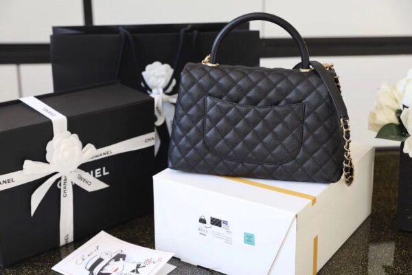 Chanel Coco Handle Quilted Bag 30cm Caviar Leather Gold Hardware Spring/Summer Act 1 Collection, Black/Red - Image 8