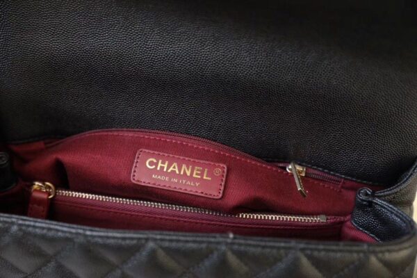 Chanel Coco Handle Quilted Bag 30cm Caviar Leather Gold Hardware Spring/Summer Act 1 Collection, Black/Red - Image 9