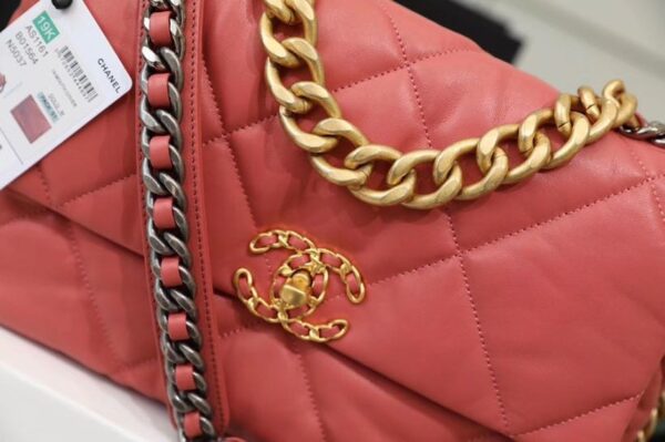Chanel 19 Flap Bag 26cm Goatskin Leather Spring/Summer Act 1 Collection, Rose Pink - Image 6