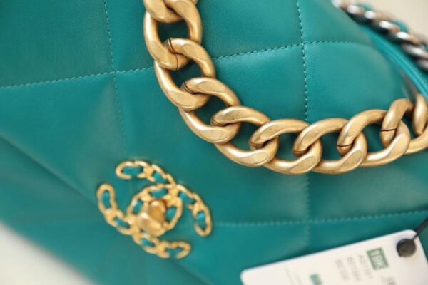 Chanel 19 Flap Bag 26cm Goatskin Leather Spring/Summer Act 1 Collection, Teal - Image 4