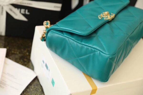 Chanel 19 Flap Bag 26cm Goatskin Leather Spring/Summer Act 1 Collection, Teal - Image 5