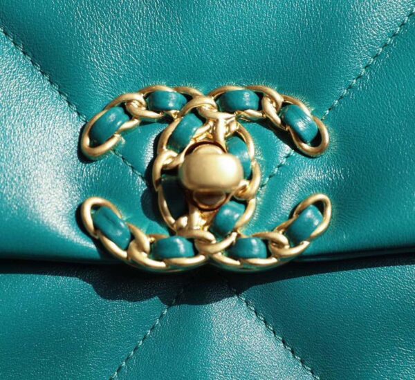 Chanel 19 Flap Bag 26cm Goatskin Leather Spring/Summer Act 1 Collection, Teal - Image 10