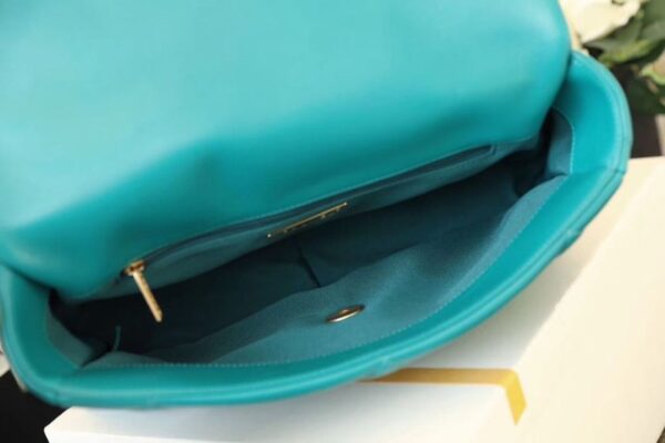 Chanel 19 Flap Bag 26cm Goatskin Leather Spring/Summer Act 1 Collection, Teal - Image 6