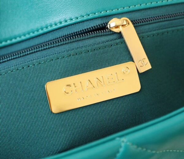 Chanel 19 Flap Bag 26cm Goatskin Leather Spring/Summer Act 1 Collection, Teal - Image 9