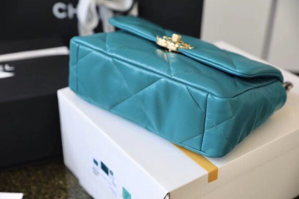 Chanel 19 Flap Bag 26cm Goatskin Leather Spring/Summer Act 1 Collection, Teal - Image 12