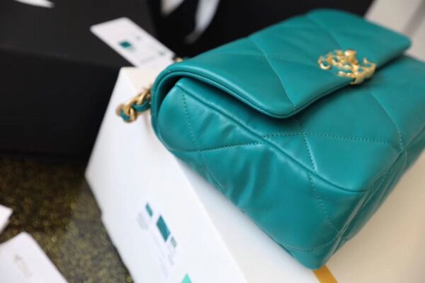 Chanel 19 Flap Bag 26cm Goatskin Leather Spring/Summer Act 1 Collection, Teal - Image 13