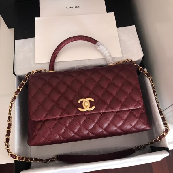Chanel Coco Handle Bag 28cm Dark Red - Image 5