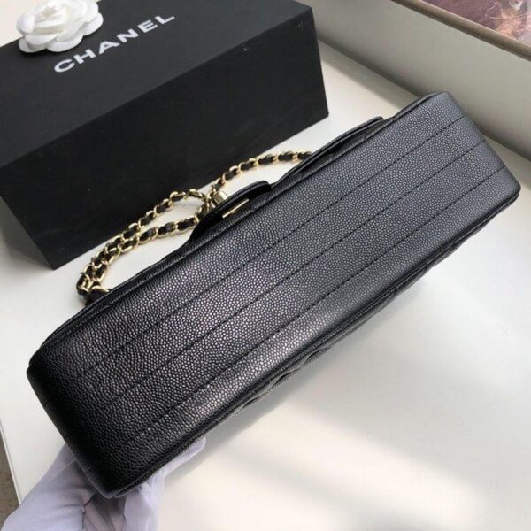 Chanel Chevron Classic Flap Bag 25cm Gold Hardware Caviar Leather Spring/Summer Collection Black - Image 6