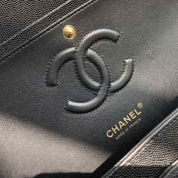 Chanel Chevron Classic Flap Bag 25cm Gold Hardware Caviar Leather Spring/Summer Collection Black - Image 10