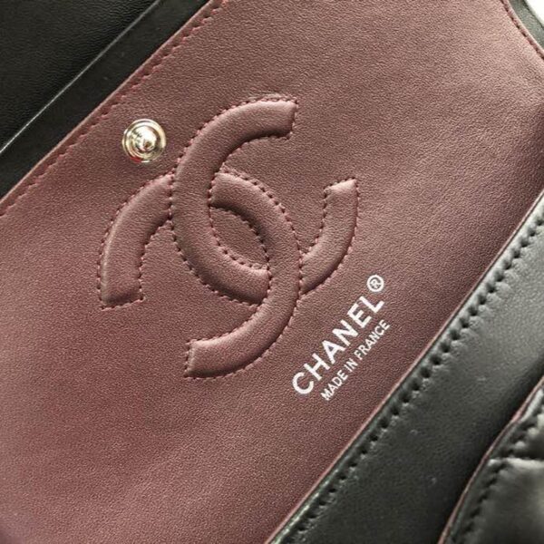 Chanel Classic Flap Bag 25cm Silver Hardware Lambskin Leather Spring/Summer Collection Black - Image 10