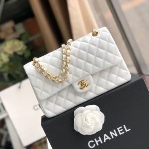 Chanel Classic Flap Bag 25cm Gold Hardware Lambskin Leather Spring/Summer Collection White