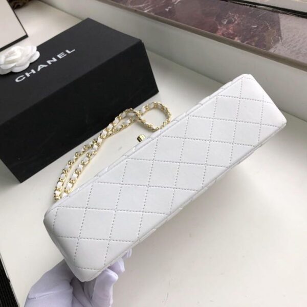 Chanel Classic Flap Bag 25cm Gold Hardware Lambskin Leather Spring/Summer Collection White - Image 4