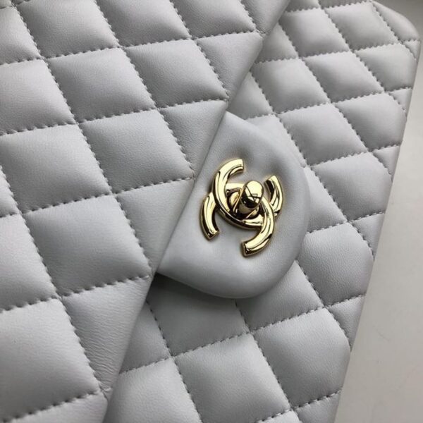 Chanel Classic Flap Bag 25cm Gold Hardware Lambskin Leather Spring/Summer Collection White - Image 7