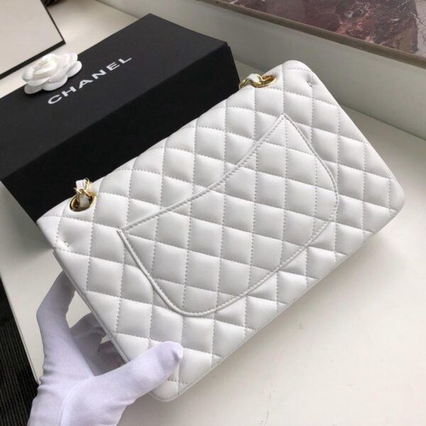 Chanel Classic Flap Bag 25cm Gold Hardware Lambskin Leather Spring/Summer Collection White - Image 10