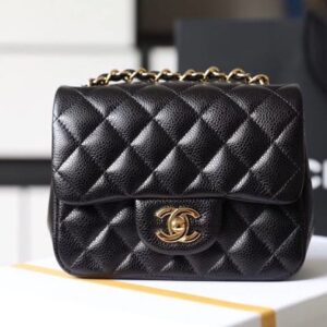 Chanel Classic Mini Flap Bag 18cm Gold Hardware Caviar Leather Spring/Summer Collection Black