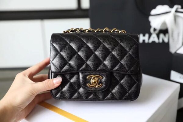 Chanel Classic Mini Flap Bag 18cm Gold Hardware Caviar Leather Spring/Summer Collection Black - Image 3