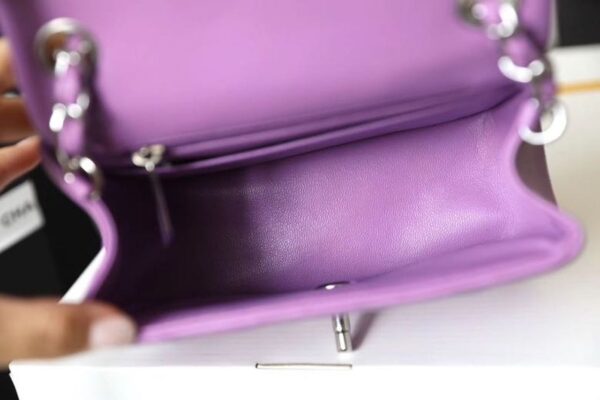 Chanel Classic Mini Flap Bag Silver Hardware Caviar Leather Spring/Summer Collection Purple - Image 6