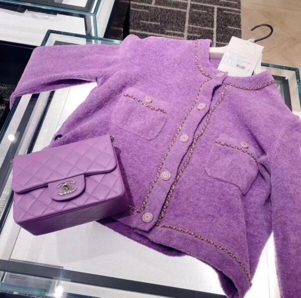 Chanel Classic Mini Flap Bag Silver Hardware Caviar Leather Spring/Summer Collection Purple - Image 11